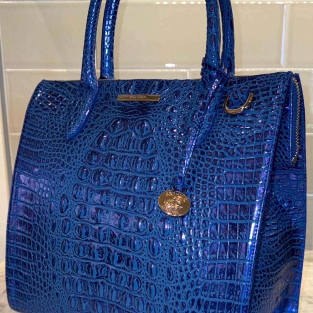 Brahmin Blue Cobalt Potion Caroline Satchel STUNNER Brand New! ALL TAIL Rare - Picture 5 of 16
